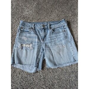 American Eagle Light Wash Distressed Denim Cut Off Shorts Womens 4 Y2K 04/11